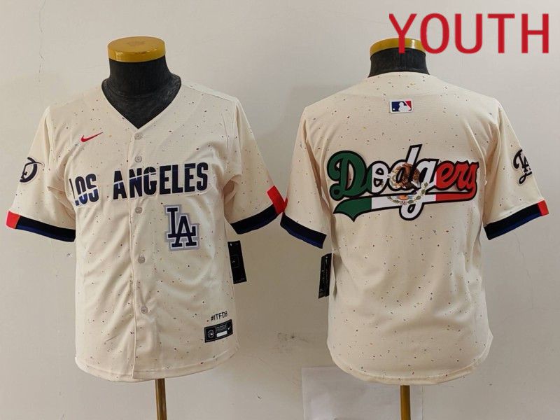 Youth Los Angeles Dodgers Blank Cream Fashion Nike Game MLB Jersey style 6293
